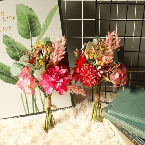 Artificial Flowers Ball Bunch Hydrangea Fake Flowers Silk DIY Home Decor Flowers Wedding Decoration Table Bouquet