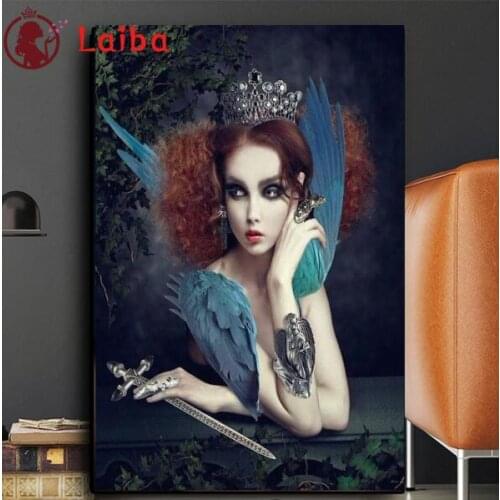 Picture of rhinestones mosaic Woman with angel wings full embroidery paint with diamonds painting sale crystal beads home decor