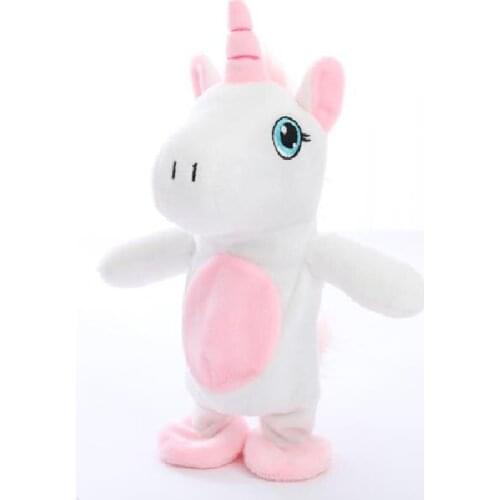 Creative 22cm Kawaii Unicorn Walking& learn Talking Stuffed Animal Horse Toy Sound Record Plush Unicorn Gift for kids