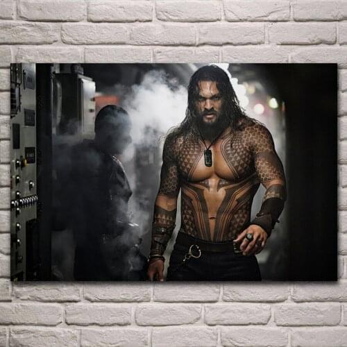 Cool men Jason Momoa tattoo shirtless portrait fabric poster living room home wall decorative canvas silk art print KJ414
