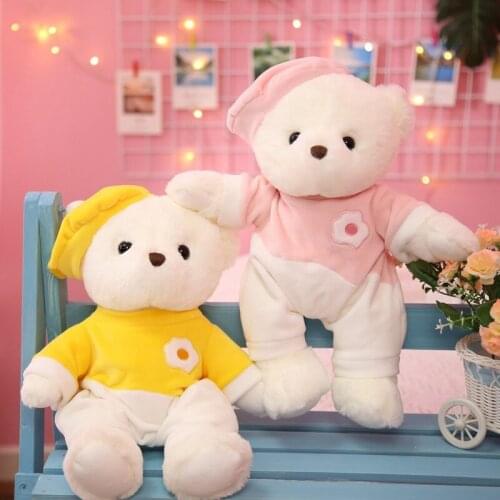 38cm Cute Yolk Pajamas White Bear Plush Toy High Quality Hat Detachable Bodysuit Yoga Bear Soft Stuffed Cartoon Animal Doll Gift