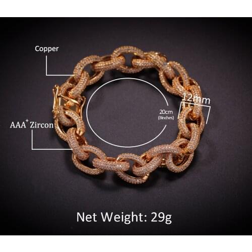 Hip Hop Mens Cross Chain O-chain Zircon Bracelet Ice Out Cuban In Crystal Braclete Chain Hip Hop For Men