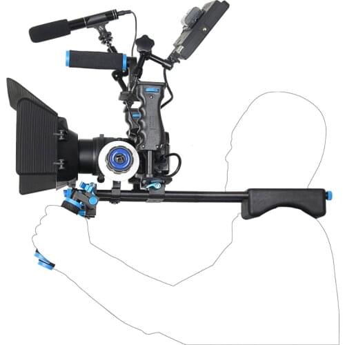 DSLR Rig Video Stabilizer Kit Film Equipment Matte Box+Dslr Cage+Shoulder Mount Rig+Follow Focus for DSLR Camera Camcorder
