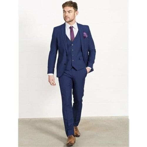 New Classic Men’s Suit Smolking Noivo Terno Slim Fit Easculino Evening Suits For Men Navy Blue Tuxedos Bespoke Wedding Party Bri