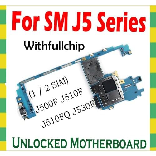 Original Motherboard For Samsung Galaxy J5 J500F J510F J530F Unlocked MainBoard W/ Full Chips Android System Unlock Logic Board