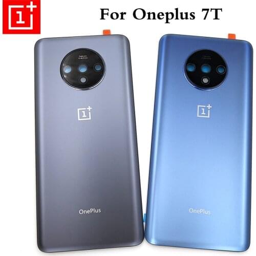 Original OnePlus 7T Back Battery Cover Door Rear Glass For One Plus 7T Battery Cover 1+ 7T Housing Case With Camera Lens + Logo