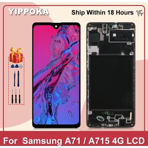 Super AMOLED For Samsung Galaxy A71 LCD SM-A715F/DSN SM-A715F/DS Display Touch Screen Digitizer Replace For Samsung A715 Display