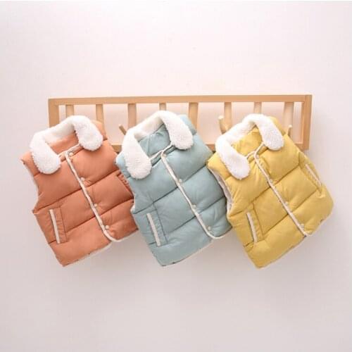 Autumn and winter 2020 new childrens down cotton vest Korean version boys and girls thickened warm cotton vest baby shoulder