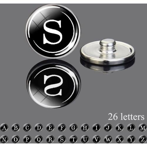 5PCS/SET 26 Letters 16MM Glass Cabochon Button Base Jewelry Handmade DIY Fashion Letters Accessories Bracelet Making Tools