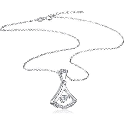 Fashion 100% 925 sterling silver skirt Necklace lady Jumping dazzling AAA zircon pendant small swing skirt Chocker Woman jewelry