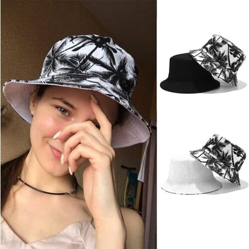 Summer Men Bucket Hat Double Side Print Cotton Panama Fisherman Hat Male Man Outdoor Travel Sun Protection Cap