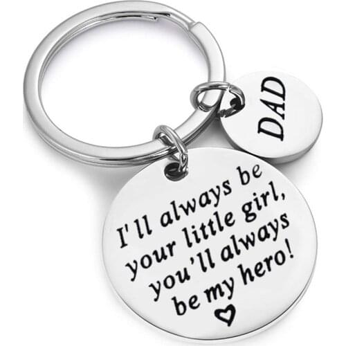 Fathers Day Gift Keychain for Dad You Will Always Be My Hero Birthday Valentine Day Gift for Dad from Daughter Son Kids Wife