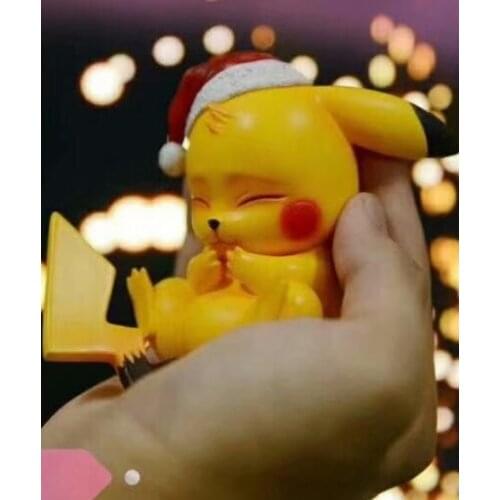 Pocket Cute Tiny Pikachu with Christmas Hat Action Figure Toys