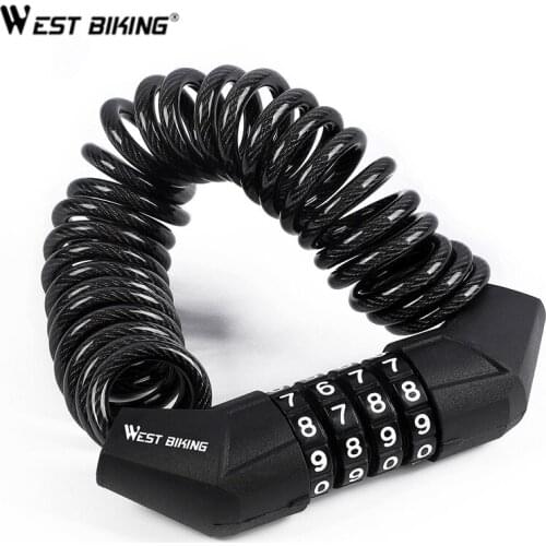 West Biking Helmet Lock Tough With Steel Wire Cable 4 Digit Password Anti-theft Lock for Scooter Motorcycles Bike Cable Lock