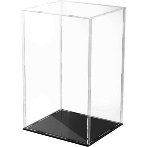 Clear Acrylic Display Case Black Base Dustproof Protection Model Toy Show Box Action Figures Showcase