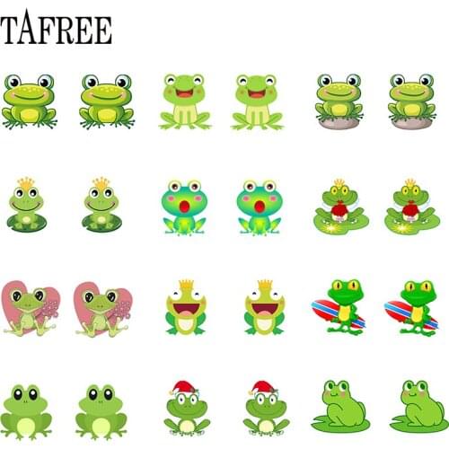 TAFREE Variety Frog Shape Cute Cartoon Epoxy Clip Tasteful Earrings New Acrylic Ear Clip Jewelry Lady Gift