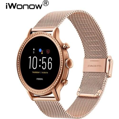 Milanese Loop Stainless Steel Watchband for Fossil Gen 5 Womens Julianna 's Carlyle Garrett Watch Band Quick Release Strap Belt