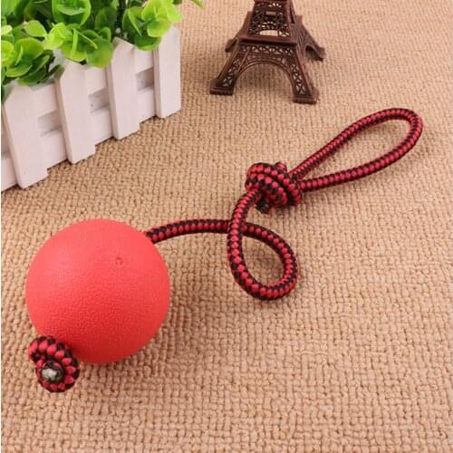 Dog training bite resistant rubber ball with rope solid bouncy ball horse dog molar toy ball