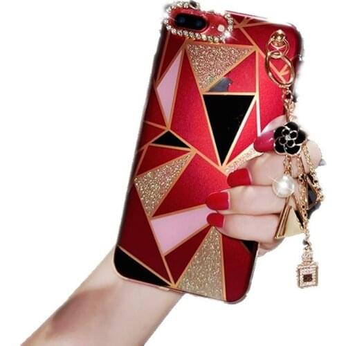 Luxury Transparent Glitter Phone Case Two-in-One Iphone11 12 8 6splus Sequined Perfume Bottle Pendant Protective Cover