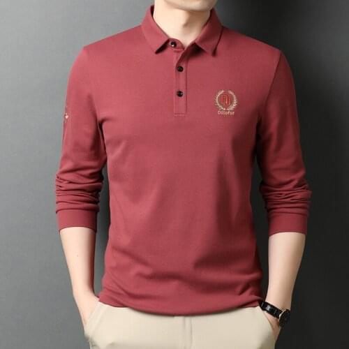 2021 High End New Fashion Brand Designer Plain Embroidery Casual Long Sleeve Polo Shirts Men Turn Down Collar Tops Men Clothes