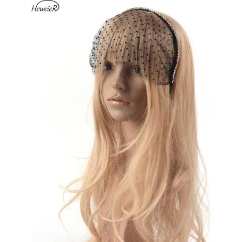Handmade Rhinestones Crystal Lace Veil Headband Cosplay Party Headwear Hairband Fashion Gift