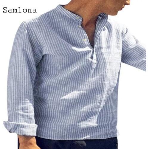Мужские полосатые рубашки Samlona China At AliExpress