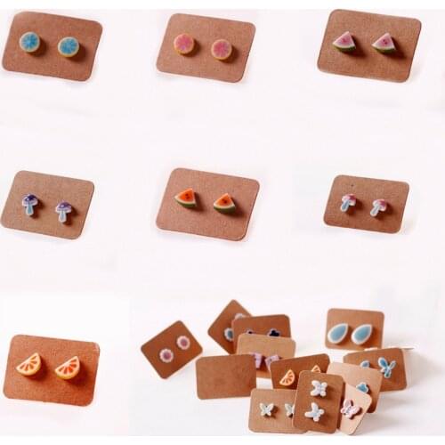 1 Pairs Fashion Ceramic Stud Earrings Healthy Stainless Steel Needle Earrings For Women Girls Gift 8mm