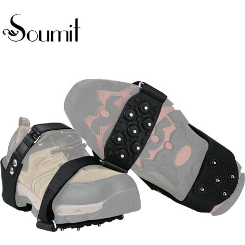 Soumit Silicone Crampons Ice Claw Anti Slip Gripper Forefoot Claw Heel Spikes for Outdoor Snow Slip Road Cleat Chain Shoe Cover