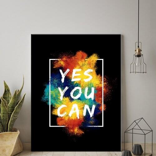 Quote Nordic Letter Poster Yes You Can Canvas Painting Wall Pictures For Living Room Nordic Decoration Home Art Poster Painting