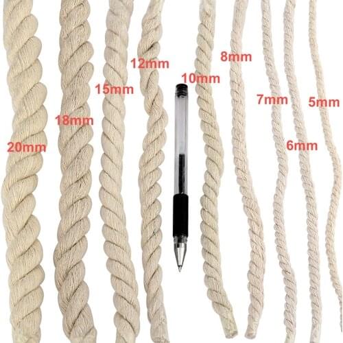 1KG Black Beige White Three Twisted Cotton Rope 5mm/6mm/7mm/8mm/9mm/10mm/12mm/15mm/18mm/20mm Handbag Home Textile Accessories
