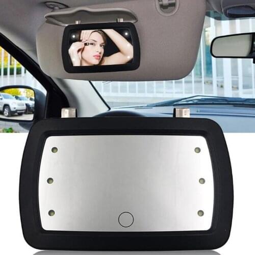 Universal LED Car Interior Mirror Touch Switch Makeup Mirror Sun Visor High Clear Interior HD Mirror 170*110mm-no battery