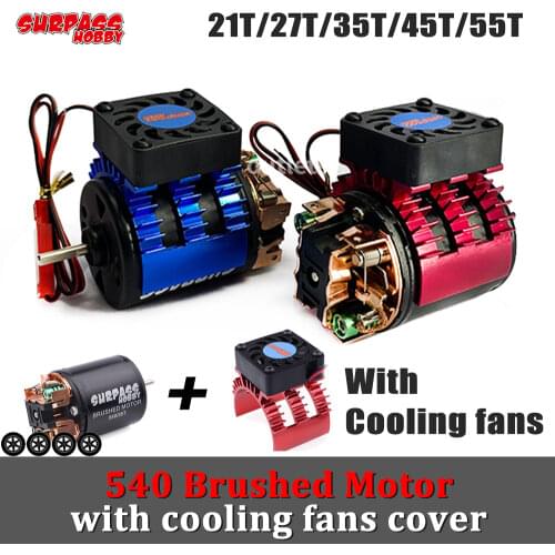 Surpass Hobby 540 Brushed Motor Waterproof Brush Motors 3.175mm Shaft 30mm Cooling Fans Heatsink for 1/10 1/12 Rc Car Crawler