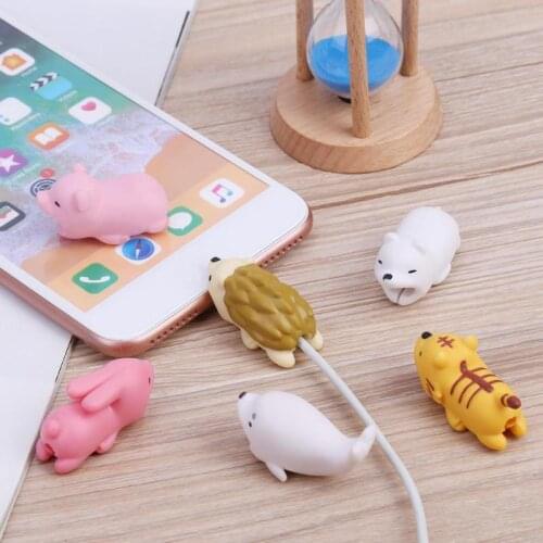 1Pc Cute Bite Cartoon Animal Cable Protector Cord Wire Protection Mini Cover Charging Cable Winder High Quality Protector New