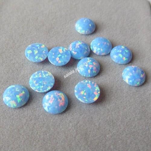 100pcs/lot 8mm Round Opal op26 Conflower Blue Opal Round Opal Stone, Synthetic Round Cabochon Fire Opal for Jewelry