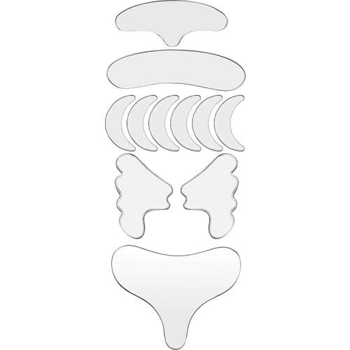 11Pcs Reusable Silicone Wrinkle Removal Sticker Face Forehead Neck Eye Sticker Pad Anti Aging Skin Lifting Care Patch