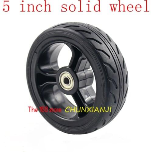High quality 2 pcs 5 inch solid wheel tire 5'' tubeless wheel tyre for electric scooters strollers trolley wheelchairs