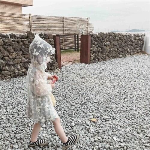 2019 Summer Lace Embroidered Baby Girl Jacket and Jacket Slim Hooded Ruffle Sleeve Child Sunscreen Jacket