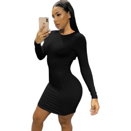 2020 popular new sexy round neck zipper dress European and American large size slim dress women