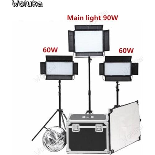 2X60W 90W LED Lights stand set 3000-5600K with 5-in-1 Reflector Flight case Dimmable Lamp Photo Studio Lighting Kit CD50 T10