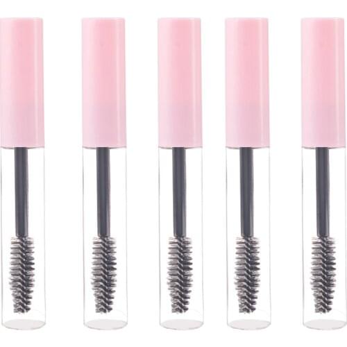 5 Pcs 10ml Mascara Tubes Empty Eyelash Cream Refillable Bottles Pink/white Cosmetic Sample Container With Eyelash Brush Stick