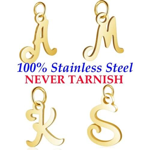 5 Pieces PVD Gold Filled Stainless Steel A-Z Name Charm Wholesale Never Tarnish DIY Jewelry Charms DIY Jewelry Finding Pendant