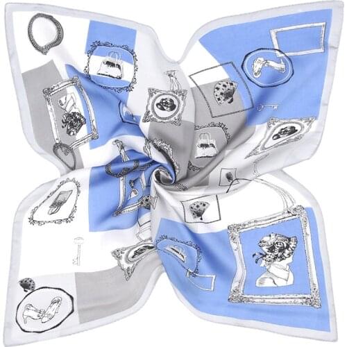 53cm Ladies Bag Fans High Heels Square Scarves New Silk Satin Scarf Womens Summer Turban Fashion Headband Band Neckerchief