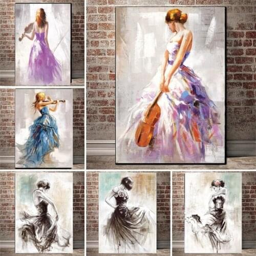 Abstract Girl Ballerina Modern MuralLiving Room Painting Poster Prints Decorative Painting Modern Art Painting for Living Room