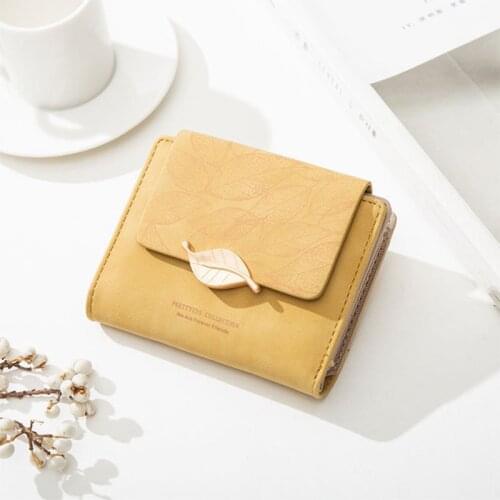 Brand Wallet Women 2021 Fashion Leaf Print Short Female Wallets PU Leather Trifold Card Holder Ladies Purse Coin Pocket Carteras