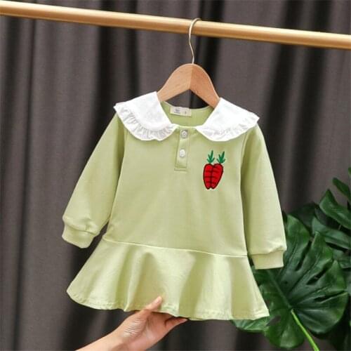 New Baby Girls Dresses Autumn Winter Long Sleeves Clothes Carrot Embroidery Rabbit Ears Sweet Ruffle Tutu Dress Children Outfits