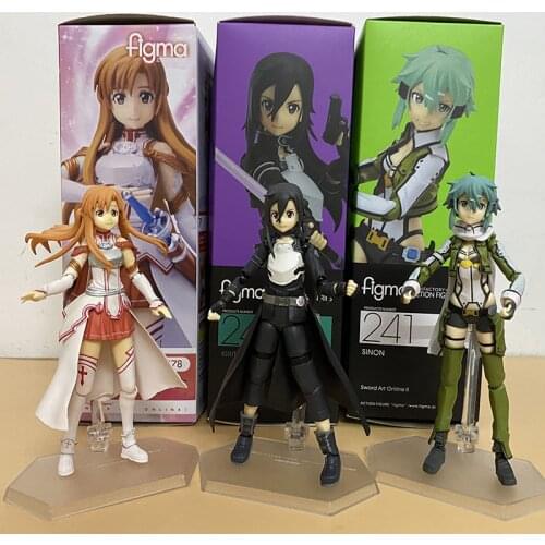 Figma Sword Art Online Figure Kirito Kazuto 174 Asuna 178 Sinon Asada Sao 241 Kirito GGO Ver. 248 Action Figures Model Toy Gift