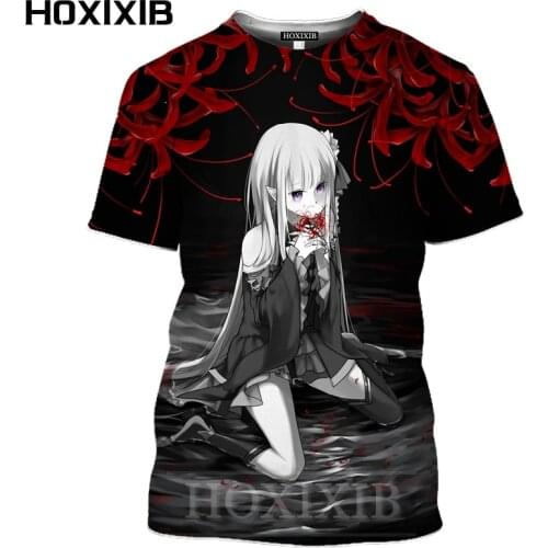 HOXIXIB Anime Re Zero T Shirt Men 3D Print Witch Satella Hentai Tshirt Women Bikini Sweatshirt Sexy Girl Emilia Holiday Clothing
