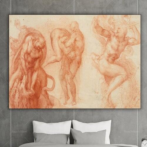 Michelangelo’s paintings, Michelangelo’s posters, Hercules trilogy, anatomical drawings, Renaissance painting decorative posters