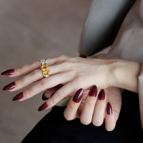 Brass Folded Lava Irregular Statement Rings Punk Gothic Designer Club Cocktail Party Gown Amazing Gift Trendy Top Jewelry