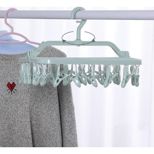 Multi Clip Hanger Plastic Foldable Household Windproof Socks For Clothes Multi-port Towel Clip Hangers Support Underwear R3J8